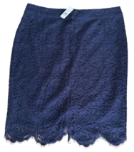 LOFT Women&#39;s Lace Pencil Skirt High Waisted Lined Size 8 Navy Blue - £11.67 GBP