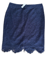 LOFT Women&#39;s Lace Pencil Skirt High Waisted Lined Size 8 Navy Blue - $20.35 CAD