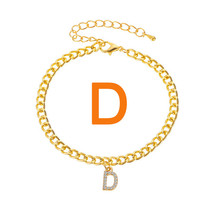 Gold Color Tiny A-Z Initial Letter Anklets For Women Charm CZ Alphabet Cuban Cha - £8.50 GBP