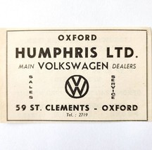 1954 Volkswagen Humphris Ltd Oxford Advertisement Import Automobilia E89F1 - $374.91 MXN