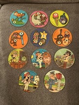 Vintage Lot Of 9 1972 Mattel Phonographic Alphabet Phone Toy Record Discs - $18.49
