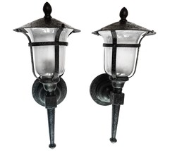 Antique Pair Arts and Crafts Metal Sconces Early 1900s Original Frosted ... - £386.14 GBP