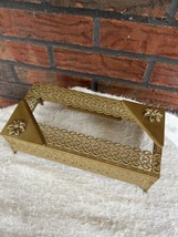 Vintage Gold Metal Filigree Tissue Box Cover Mid Century Hollywood Regency Glam - £12.62 GBP