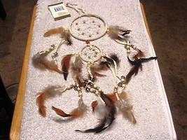 DREAMCATCHER WITH BELLS WHITE COLOR 2 RINGS INDIAN ( SMALL ) - £6.52 GBP