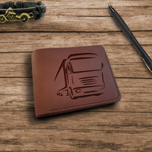 Truck &amp; Lorry Driver Gifts. Personalized Leather Custom Handmade Mens Wallet - £35.77 GBP