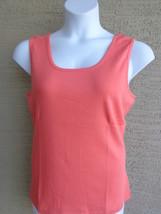  Roamans Denim 24/7 Ribbed Cotton Scoop Neck Tank Top Plus S 12W Coral - £4.28 GBP