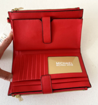 NWB Michael Kors Double Zip Wristlet Sangria Red Leather 35F8GTVW0L Dust Bag - £54.06 GBP