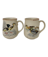 Lot of 2 Stoneware Coffee Mugs Cups Speckled w/ Ducks Teal &amp; Red Breasted - $282.06 MXN