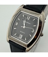 Mathey-Tissot Quartz Watch Unisex Silver Barrel Leather Date Analog New Battery - $595.05 MXN