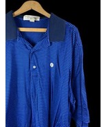 OKC Thunder Polo Shirt Size XXL 2XL Mens Adult Knit Blue Stripe Pullover... - £29.08 GBP
