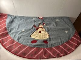 Snowman Christmas Tree Skirt 46&quot; Holiday Spirit of Christmas Applique - $28.07 CAD