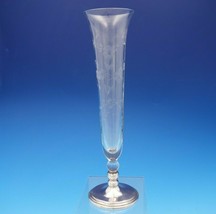 Sterling Silver and Etched Glass Vase 10 3/4&quot; Tall x 3 1/8&quot; Diameter (#3750) - £144.33 GBP