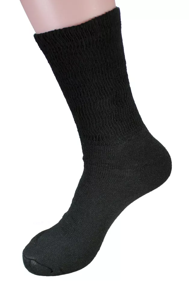 12 Pairs Black Mens Circulatory Diabetic Crew Calf Socks Cotton Size 13-15 - $30.00