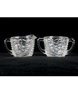 Anchor Hocking Vintage Glass Creamer &amp; Sugar, Stars &amp; Bars, Thumbprint H... - $19.55