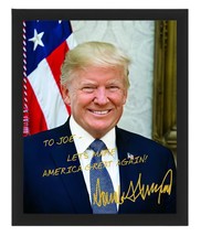 Personalized President Donald Trump Message Gold Autograph 8X10 Framed Photo - £15.92 GBP