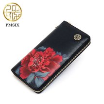 Fashion Printing Flowers Cow Leather Women Wallet Luxurious  Chinese style Clutc - £45.68 GBP