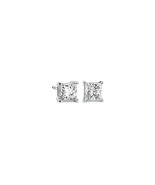 14K White Gold Sterling Silver 925 Square Stud Earrings Basket Push Back... - $20.58 CAD