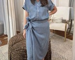 Tribal Tencel Side Tie Dress Denim - $65.00