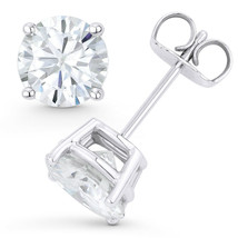Round Cut Forever ONE DEF Moissanite 14k Y Or W Gold 4-Pr PushBack Stud Earrings - £119.43 GBP