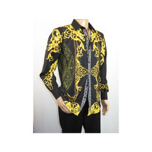 Men's Sports Shirt By Barocco Fashion Printed Long Sleeves Soft Feel EFS75 Black image 8