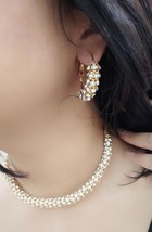 Gold Plated CZ Tone Indian Choker Necklace Earring Bali Pipe Jewelry Set - £15.16 GBP