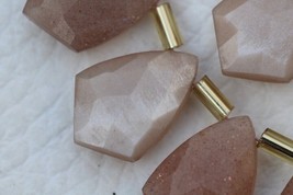 Natural, 20 piece faceted fancy peach MOONSTONE briolette bead, 10x15 mm app, wh - £55.30 GBP