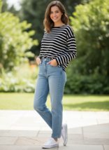 Love Alexa Junior Hi Low Cross Back Long Sleeve T-Shirt Size 10 Black/White - $12.56