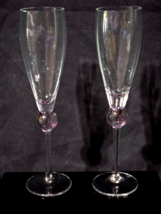 CRATE &amp; BARREL CTB76 Amethyst Ball Stem 9.5&quot; Champagne Flute - Matched P... - $26.52 CAD