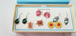 Bay Studio Stud Back Earrings 5 Pair Sensitive Ears Turtles Owls Lady Bugs Flowe - £14.05 GBP