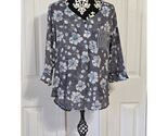 christopher &amp; banks Petite PXL Floral Stripe 3/4 Sleeve V-Neck Tunic Top - $14.85