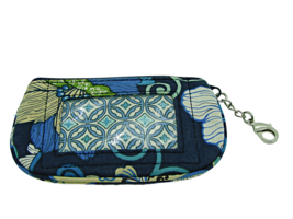 Vera Bradley Small Zip ID Case Wallet Blue Floral Cotton Key Holder Pock... - $9.72