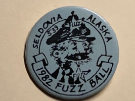 Vintage Seldovia Alaska 1982 Fuzz Ball Pinback Pin 2.25&quot; - $7.25