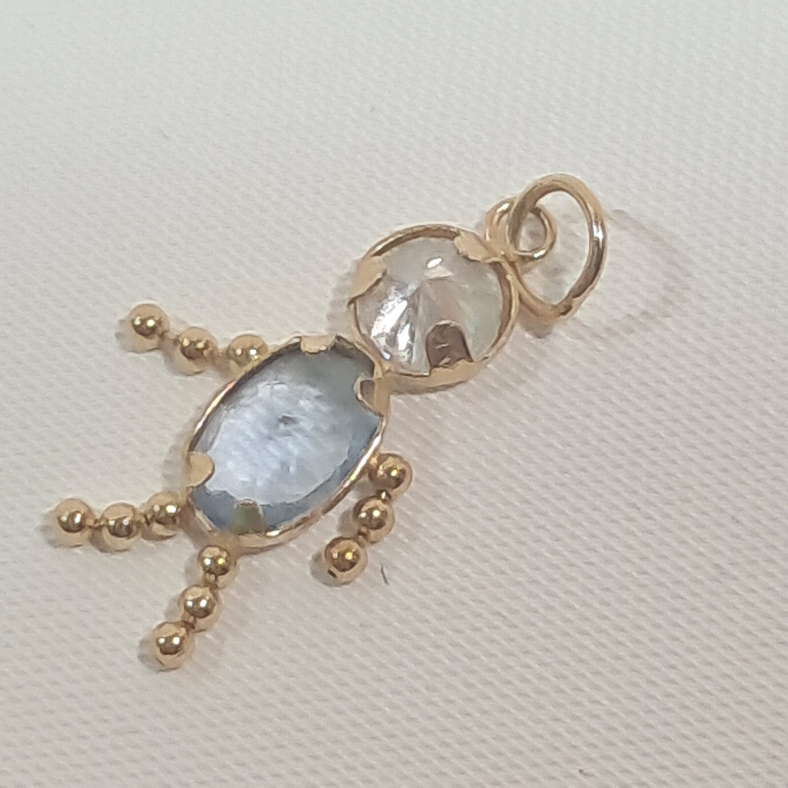 Birthstone baby Boy Charm Pendant Blue March 10K gold boy faux Aquamarine Y2k Item image 2