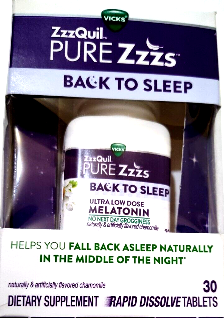 Vicks ZzzQuil Back To Sleep Low Dose Melatonin 30ct Exp. 02/2024