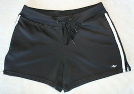 Athletic Works Women&#39;s Black With Double White Stripe Drawstring Shorts ~S~ - £6.14 GBP