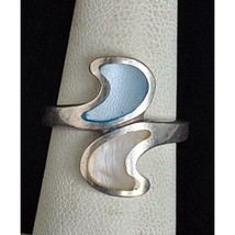 925 STERLING SILVER AND MOTHER  OF  PEARL  BYPASS RING SIZE 6 SKY - $30.89