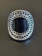 Black Onyx Stone S925 Silver Plated Woman Ring Size 7 - £11.68 GBP