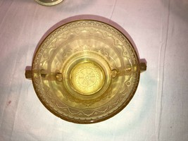 Vintage Amber Patrician Depression Glass 3 Cream Soup Bowls &amp; Sugar &amp; 2 Saucers - £24.10 GBP