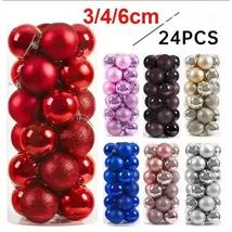 24PCS Christmas Ball Ornaments 3/4/6CM Tree Decorations 2025 Holiday New... - $9.89+
