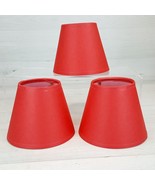 Vintage Set of 3 Red Thick Cardboard 4&quot; Lamp Shade w Metal Bulb Clip 5&quot; ... - £14.93 GBP