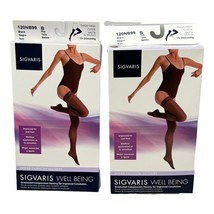 Sigvaris Lot 2 Stockings Black Thigh Toe 120NB99 Size B 15-20 mmHG New - $64.95