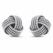 14K White Gold Plated Sterling Silver Twisted Love Knot Stud Earrings Gift - £72.60 GBP