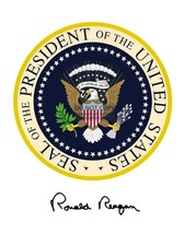 President Ronald Reagan Presidential Seal &amp; Autograph 11X14 Photograph - £12.50 GBP