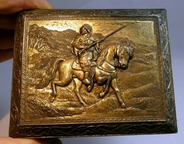 Metal Jewelry Cigarette Tobacco Box JAPAN Soldier w/ rifle musket horse Trinket - $745.85 MXN