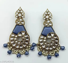 Kundan Trending Jewelry Earrings Chandbali Jhumka Wedding Party Gift PrideJ - £5.95 GBP