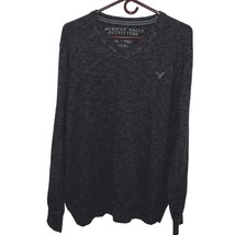 AMERICAN EAGLE OUTFITTERS Men&#39;s Charcoal V-Neck Athletic-Fit Cotton Swea... - $10.79