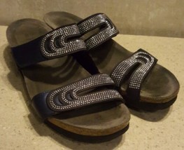 Women&#39;s NAOT Blue 2 Strap Slides Sandals EU 38 US 7 - 7.5 Sparkly Studs V - £17.88 GBP