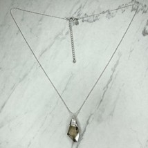 Chico&#39;s Silver Tone Ball Chain Faceted Pendant Long Necklace - £12.74 GBP