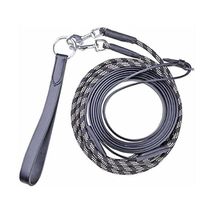 HKM Rope Leather Cob/Full Training Draw Rein - Black/Brown/White  - $75.00