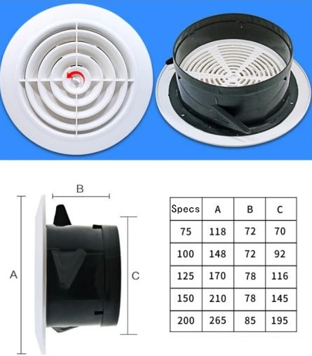 House Home Round Air Vent Louver Grille Cover Outlet Adjustable Exhaust Vent Duc - £19.61 GBP